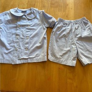 Smocked Light Blue Button-Up Shirt and Shorts Set Bailey Boys 4t